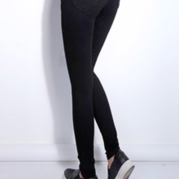 NEW!! Black High-Waisted Ripped Denim Leggings!! - Picture 6 of 7